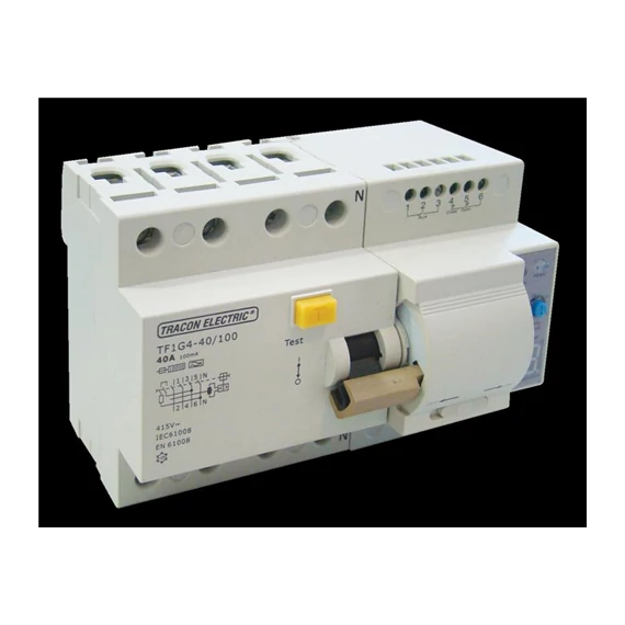 Fi-relé 40A, 30mA, 10kA, A/AC áram-védőkapcsoló visszakapcsoló automatikával, 4 pólusú (TFIG-40030)