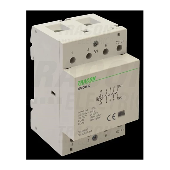 Mágneskapcsoló 230V, 50Hz, 3 Mod, 4×NO, AC1/AC7a, 40A (EVOHK4-40)