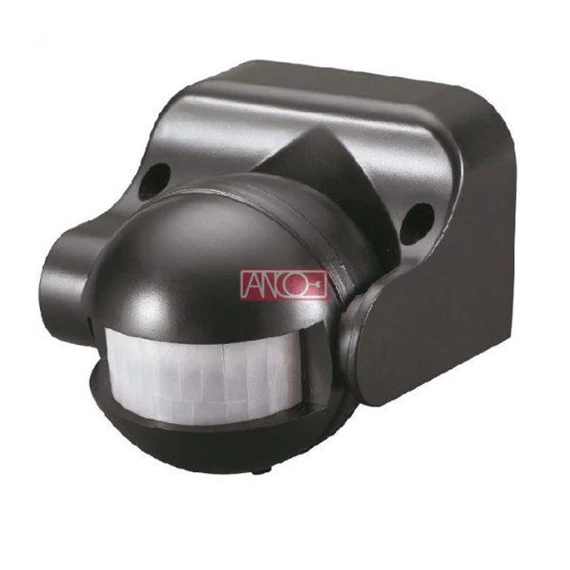 Mozgásérzékelő 180fokos, 12m, IP44, 1200W, fekete (321126)