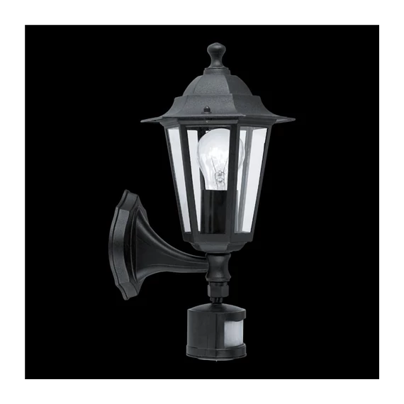Lámpa kültéri fali E27, 1x60W, szenzoros, fekete, Laterna4  (22469)