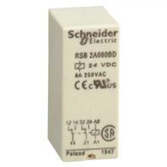 Relé nyák 24VDC 8A 2 morse (RSB2A080BD)