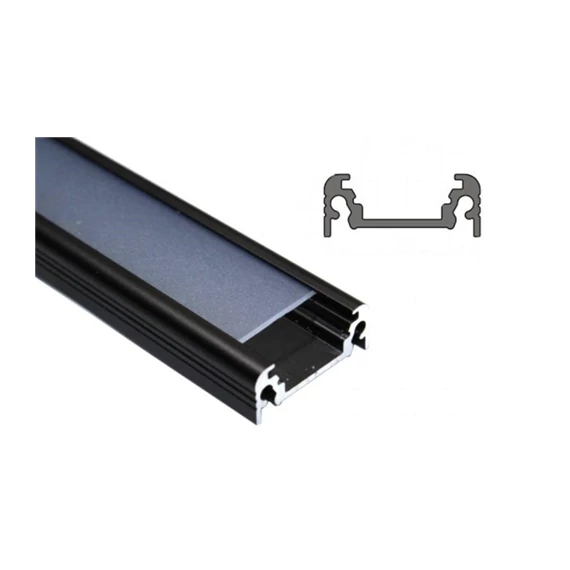Led szalaghoz alu profil Surface10 fekete 2m/szál (K3000221)(77270021)