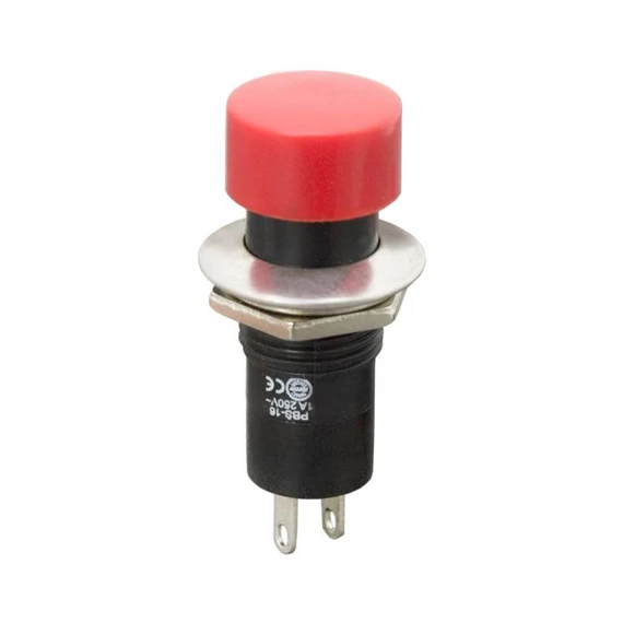 Nyomógomb fekete-piros of-on 1A 250V (09075PI)