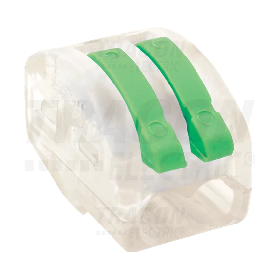 Vezetékösszekötő, nyitható átlátszó csavar nélküli 0,75-4mm2, 32A, 400VAC 2P (OVOT2,5-2)