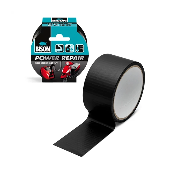 Ragasztószalag BISON Power Repair szöveterősített - fekete - 10m (B12513)
