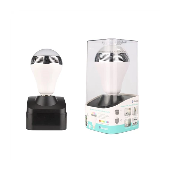 Led fényforrás E27, 6W, 6500K+7 szin, beépített hangszóró (BL05)