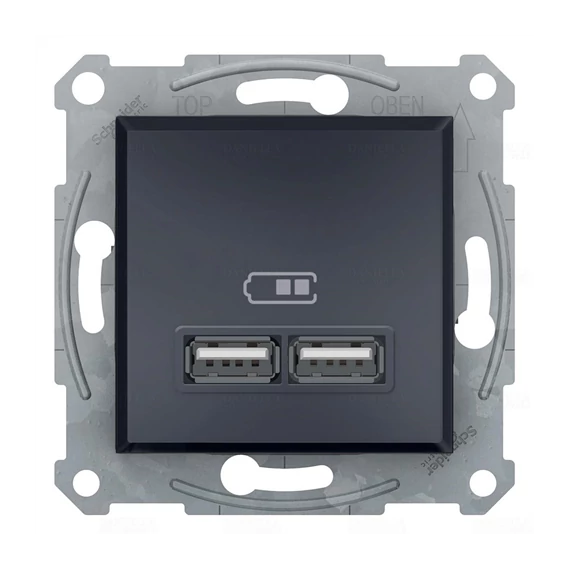 Asfora antracit USB töltő dupla 2.1A EPH2700271 Schneider (EPH2700271)