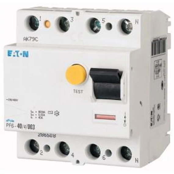 EATON Fi-relé 4P 25A 100mA A-típus 6kA PF6-25/4/01-A (112931)