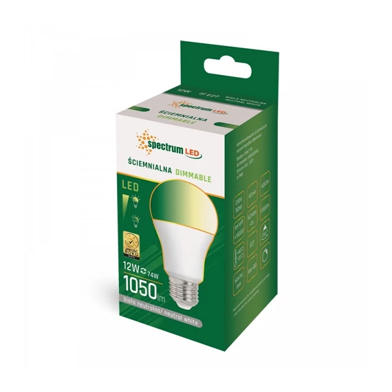 LED izzó GLS E27 230V 12W NW dimm 1050lm (WOJ14376)