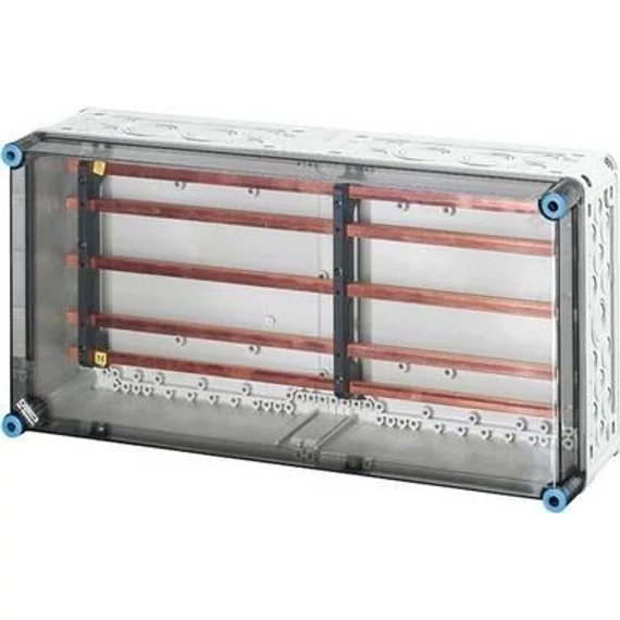 Hensel gyűjtősínszekrény 5P 250A 600mmx 300mmx 170mm 12mmx 10mm-sín 60mm-síntáv 15kA (MI-6452-cs)