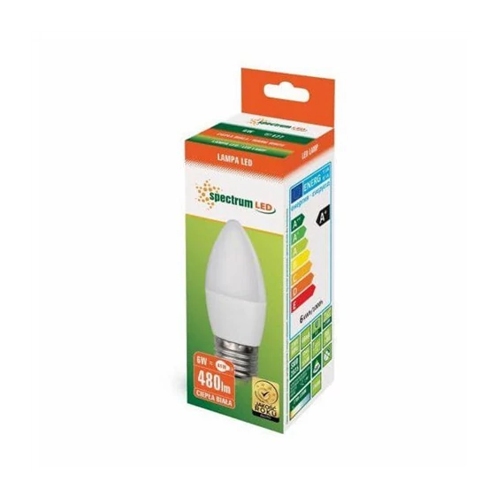 LED gyertya E27 230V 6W WW   (WOJ13061)