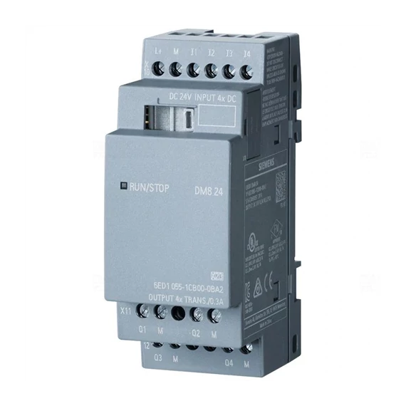 SIEMENS LOGO! DM8 24 bővítőmodul, PS/I/O: 24V/24V/transz., 4 DI/4 DO (SIE6ED10551CB000BA2) 