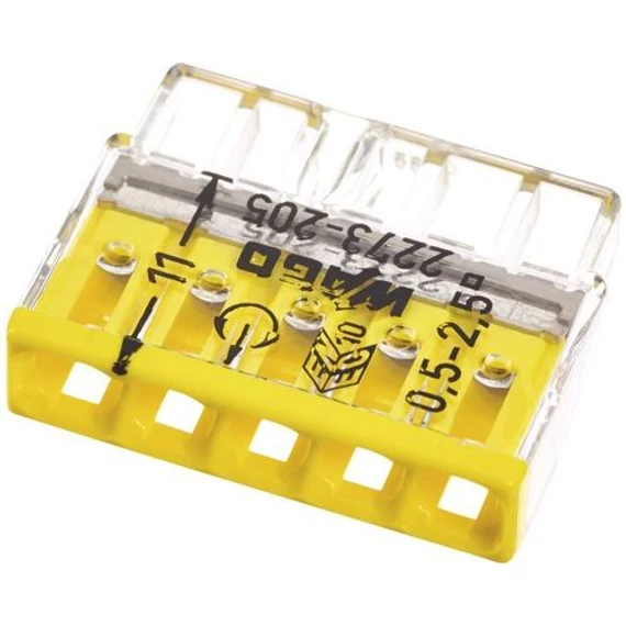 Vezetékösszekötő 5x0,5-2,5mm2 Wago (2273-205)