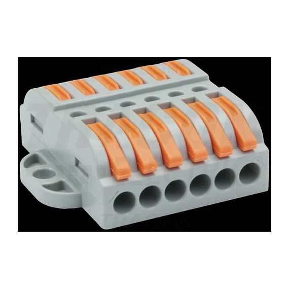 Vezetékösszekötő, nyitható csavar nélküli 0,5-4mm2, 32A, 400VAC 6P (OVOFT66)