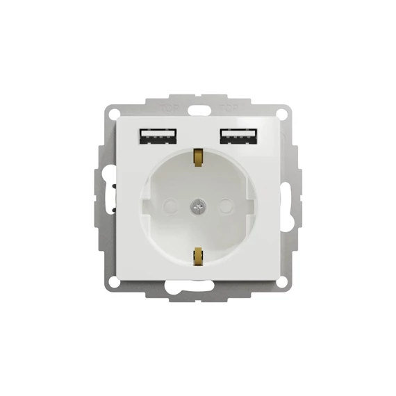 Új Sedna dugalj+2xUSB fehér sülly. (SDD111052)
