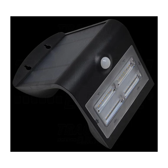 Napelemes LED fali világítótest mozgásérzékelővel, fekete 3,2 W, 4000 K, 400 lm, IP65, 3,7 V, 2 Ah